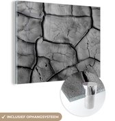 Glasschilderij - Zwart - Wit - Klei - Steen - 40x30 cm - Schilderij glas - Kamerdecoratie