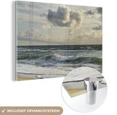 MuchoWow® Glasschilderij 120x80 cm - Schilderij acrylglas - Noordzee Nord Friesland - Foto op glas - Schilderijen