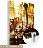 MuchoWow® Glasschilderij - Gedekte tafel met eten en drinken in Cyprus - 30x40 cm - Acrylglas Schilderijen - Foto op Glas