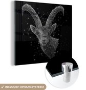 MuchoWow® Glasschilderij 50x50 cm - Schilderij acrylglas - Astrologische illustratie sterrenbeeld steenbok - Foto op glas - Schilderijen