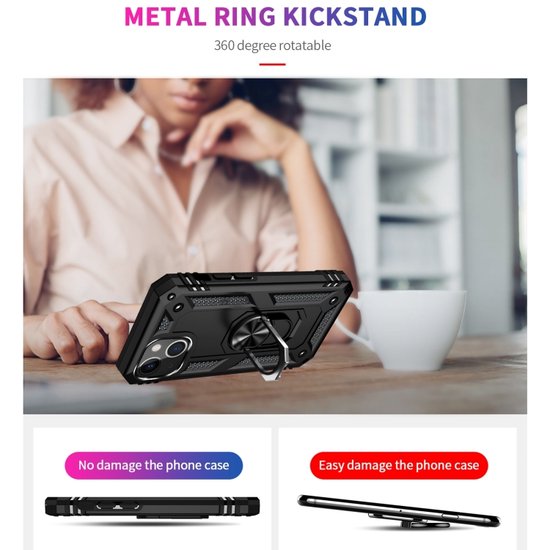 Apple iPhone 14 pro plus Zwart Back Cover Phone Case - Anneau robuste