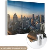 MuchoWow® Glasschilderij 60x40 cm - Schilderij acrylglas - Thailand - Bangkok - Skyline - Foto op glas - Schilderijen