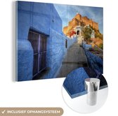 MuchoWow® Peinture sur verre 90x60 cm - Peinture sur verre acrylique - La route du Mehran à Jodhpur - Photo sur verre - Peintures