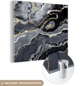 MuchoWow® Glasschilderij 50x50 cm - Schilderij acrylglas - Glitter - Goud - Marmer - Agaat - Geode - Foto op glas - Schilderijen