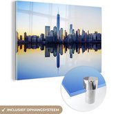 MuchoWow® Glasschilderij 30x20 cm - Schilderij acrylglas - Skyline - New York - Water - Foto op glas - Schilderijen