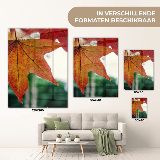 MuchoWow® Peinture sur verre 120x160 cm - Peinture sur verre acrylique - Automne - Rural - Feuilles - Saisons - Rural - Photo sur verre - Peintures