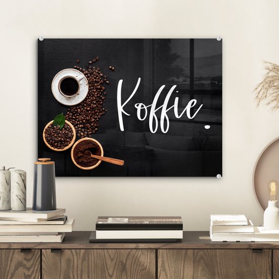 MuchoWow® Peinture sur Verre - Proverbes - Café - Citations - 40x30 cm - Peintures sur Verre Acrylique - Photo sur Glas