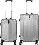 Kofferset 2 delig - Reiskoffers met TSA slot en op wielen - Palma - Zilver - S + M - Travelsuitcase