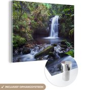 MuchoWow® Glasschilderij 160x120 cm - Schilderij acrylglas - Waterval - Natuur - Water - Foto op glas - Schilderijen