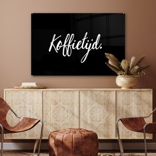 MuchoWow® Peinture sur Verre - Citations - Proverbes - Coffee Time - Café - 120x80 cm - Peintures sur Verre Acrylique - Photo sur Glas