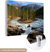 MuchoWow® Glasschilderij 160x120 cm - Schilderij acrylglas - Rivier in het Nationaal park Jasper in Noord-Amerika - Foto op glas - Schilderijen