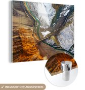 MuchoWow® Glasschilderij 160x120 cm - Schilderij acrylglas - bergketen - Foto op glas - Schilderijen