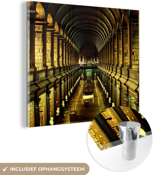Peinture sur Verre - Bibliothèque du Trinity College en Irlande - 50x50 cm - Peintures sur Verre Peintures - Photo sur Glas