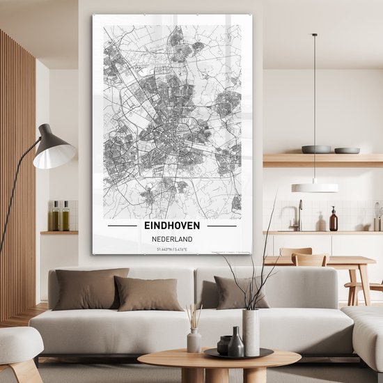 Peinture sur Verre - Plan de la Ville d'Eindhoven - 120x180 cm - Peintures sur Verre Peintures - Photo sur Glas