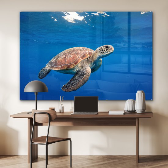 Peintures sur verre - Tortue dans l'océan - 150x100 cm - Peintures Plexiglas