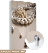 MuchoWow® Peinture sur verre 120x180 cm - Peinture sur verre acrylique - Gros plan d'un collier de perles - Photo sur verre - Peintures