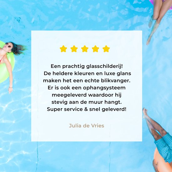 MuchoWow® Peinture sur Verre - Été - Water - Piscine - 180x120 cm - Peintures sur Verre Acrylique - Photo sur Glas