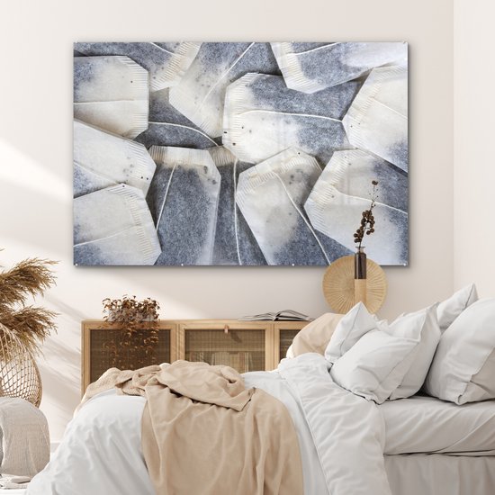 MuchoWow® Peinture sur verre 180x120 cm - Peinture sur verre acrylique - Fond sachets de thé - Photo sur verre - Peintures