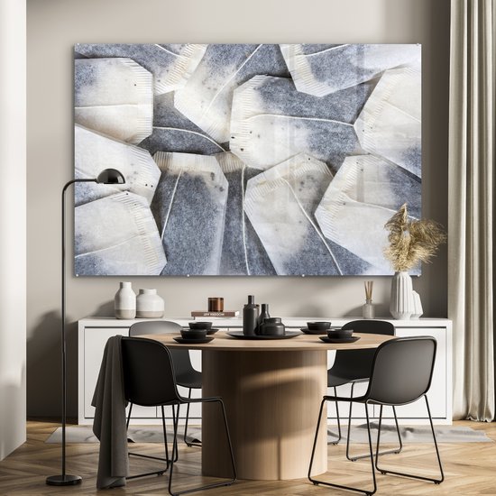 MuchoWow® Peinture sur verre 180x120 cm - Peinture sur verre acrylique - Fond sachets de thé - Photo sur verre - Peintures