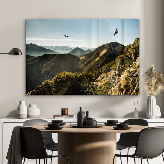 Peinture sur Verre - Alpes - Vogels - Forêt - 120x80 cm - Peintures sur Verre Peintures - Photo sur Glas