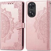 iMoshion Hoesje Geschikt voor Oppo Reno 8 T (4G) Hoesje Met Pasjeshouder - iMoshion Mandala Bookcase - Rosé Goud