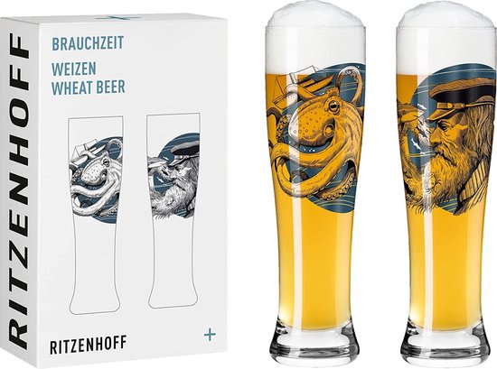 RITZENHOFF 8161001 bierglas 330 ml, serie voetbal, met scènes motief nr. 1, zwart, groen - Made in Germany