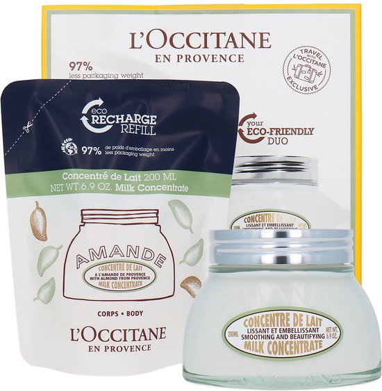 L'Occitane en Provence Almond Duo Milk Concentrate & Eco Refill Cadeauset - 2 x 200 ml