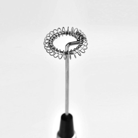 Mousseur à lait sans fil avec support - Mini mélangeur à main en acier inoxydable - Mousseur à lait électrique - Fonctionne à piles - Fouet à lait et agitateur et batteur - Argent