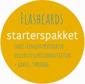Flashcard Starterspakket inhoud: 100 Cards, 3 Ringen, 1 Perforator, 3 x Uni-Ball Rollers + 4 Vulpotloden 0.5mm van Zebra Japan + 4 Eco Markeerstiften