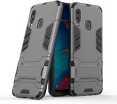 Lunso - Double Armor Layer hoes met stand - Samsung Galaxy A20e - Zilver