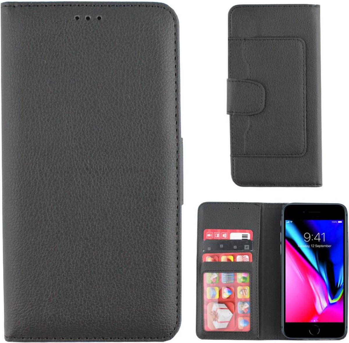 Wallet Case PU voor de Apple iPhone 8/7 in Zwart