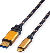 ROLINE USB 0.5m câble USB 0,5 m USB 3.2 Gen 2 (3.1 Gen 2) USB A USB C Noir, Or
