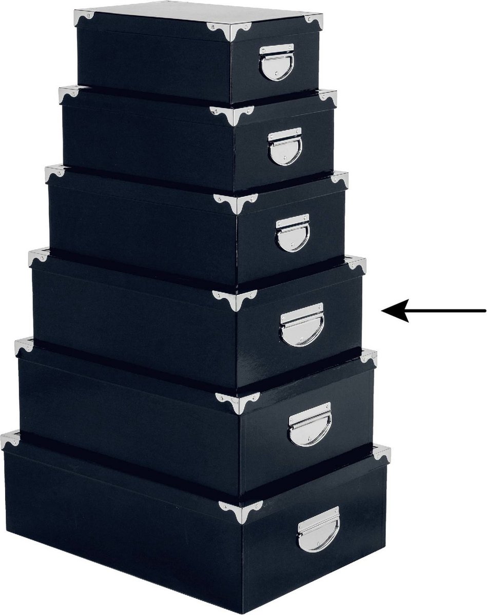 5Five Opbergdoos/box - donkerblauw - L40 x B26.5 x H14 cm - Stevig karton - Bluebox