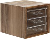 Items organisateur de bureau/hobby - 3 tiroirs - 14 x 13 x 12 cm - bois d'acacia