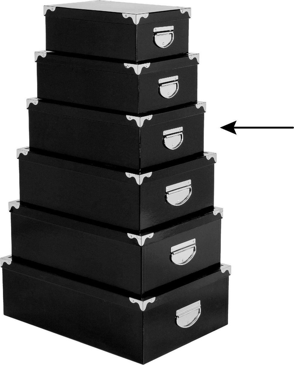 5Five Opbergdoos/box - zwart - L36 x B24.5 x H12.5 cm - Stevig karton - Blackbox