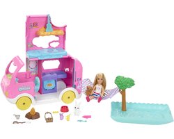Barbie Chelsea Camper met hondje en konijn - Speelfigurenset