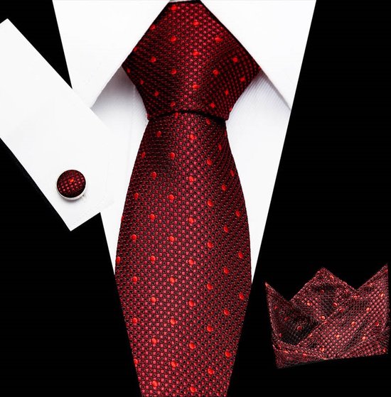 Cravate Luxe Rouge| Set de cravate avec boutons de Boutons de manchette,  pochette et... | bol