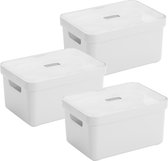 Sunware Sigma Home Opbergbox 5L - 3 Boxen + 3 Deksels - wit/transparant