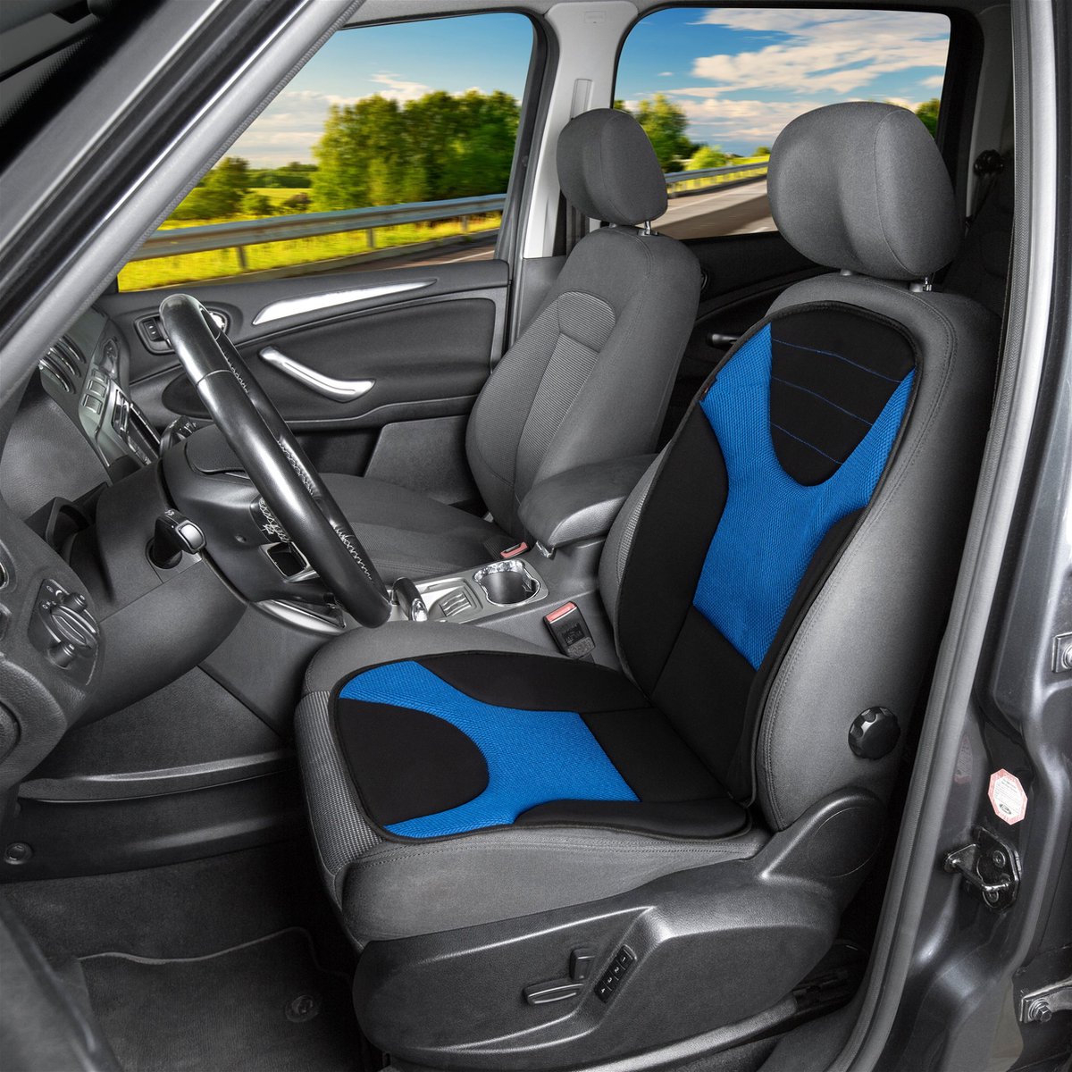 Walser Stoelhoes Grafis - universele stoelhoes auto zwart-blauw - 1 stuk – foto 2