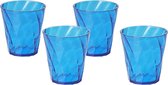 Set waterglazen, Set van 4 gekleurde plastic glazen in transparant acryl (Bpa-vrij), 35cl inhoud, Made in Italy, Diamond-effect afwerking, Diamond line, Turkoois