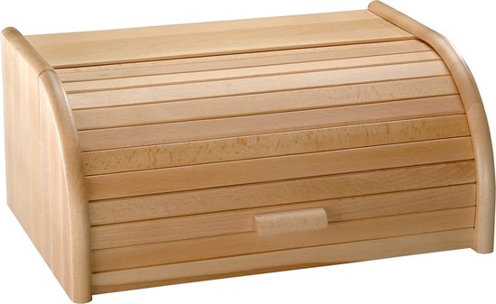 Foto: Houten broodtrommel met rolluik 20 x 30 x 15 cm keukenbenodigdheden broodtrommels brooddozen vershoudtrommels brood kadetjes bewaren en vers houden