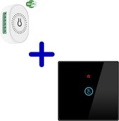 VH Control - Smart home combi - Inbouw switch met draadloze schakelaar - Met Wifi verbinding - Schakelt tot 3000 watt - Voor verlichting of verwarming - Draadloze bediening op RF met drukschakelaar - Met verbruiksmeter