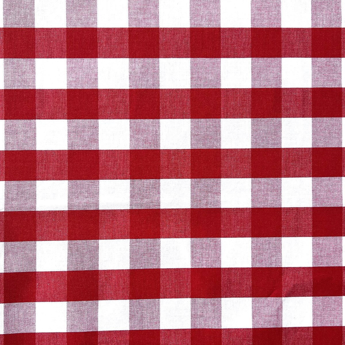 Rond tafelkleed voor buiten damastkatoen met acryl coating - Rood geblokt - Ø 150 CM