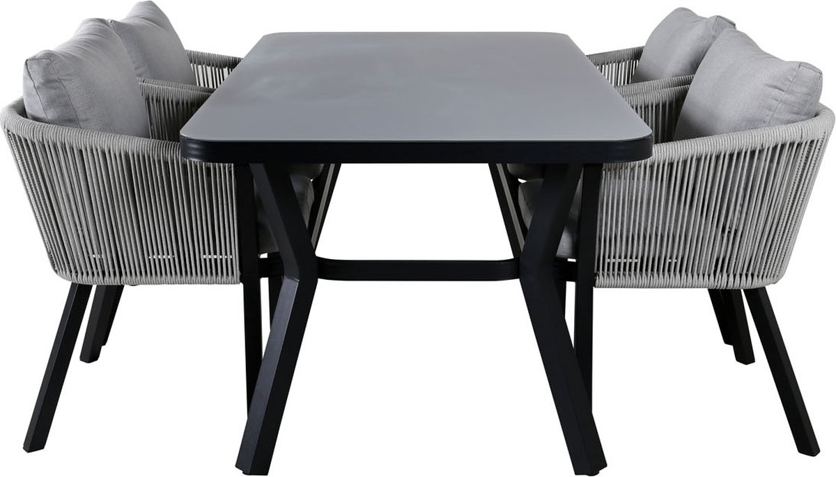 Virya tuinmeubelset tafel 90x160cm en 4 stoel Virya wit, zwart, grijs.