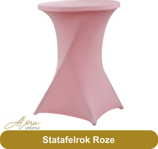 Statafelrok roze 80 cm - partytafel - Alora tafelrok voor statafel - Statafelhoes - Bruiloft - Cocktailparty - Stretch Rok