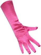 Handschoen satijn hard roze stretch 40cm