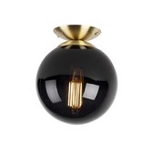 QAZQA pallon - Art Deco Plafondlamp - 1 lichts - Ø 200 mm - Zwart Goud - Woonkamer | Slaapkamer | Keuken