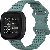 Strap-it Smartwatch bandje - siliconen bandje met patroon - geschikt voor Fitbit Versa 3 / Versa 4 / Sense / Sense 2 - groen