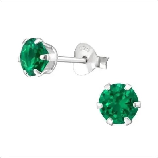 Aramat jewels ® - Aramat jewels oorbellen groen 925 zilver 5mm zirkonia