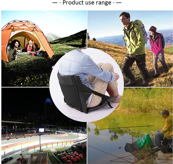 Vouwstoel / kussen - Zwart - Campingstoel - Festival - Picknick - Strandstoel - Folding Chair - Klapstoel - Outdoor - Waterdicht van Merkloos — afbeelding 4
